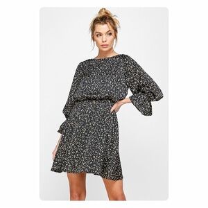 ★ Caramela 3/4 Sleeve Printed Short Dress - Black ★